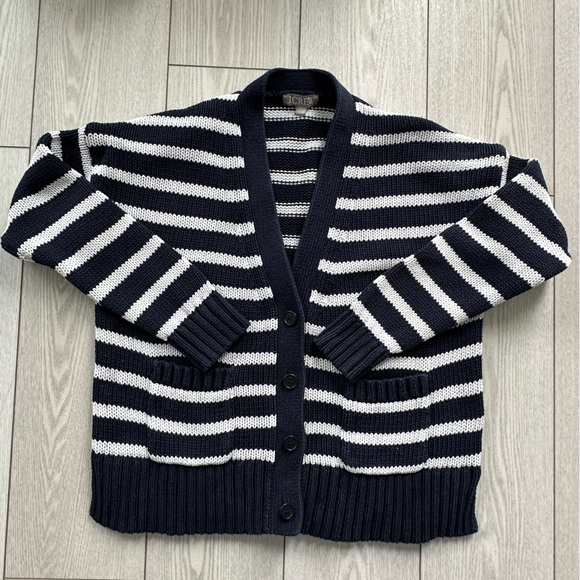 J. Crew Sweaters - J. Crew Women Navy and White Textured Knit 100% cotton